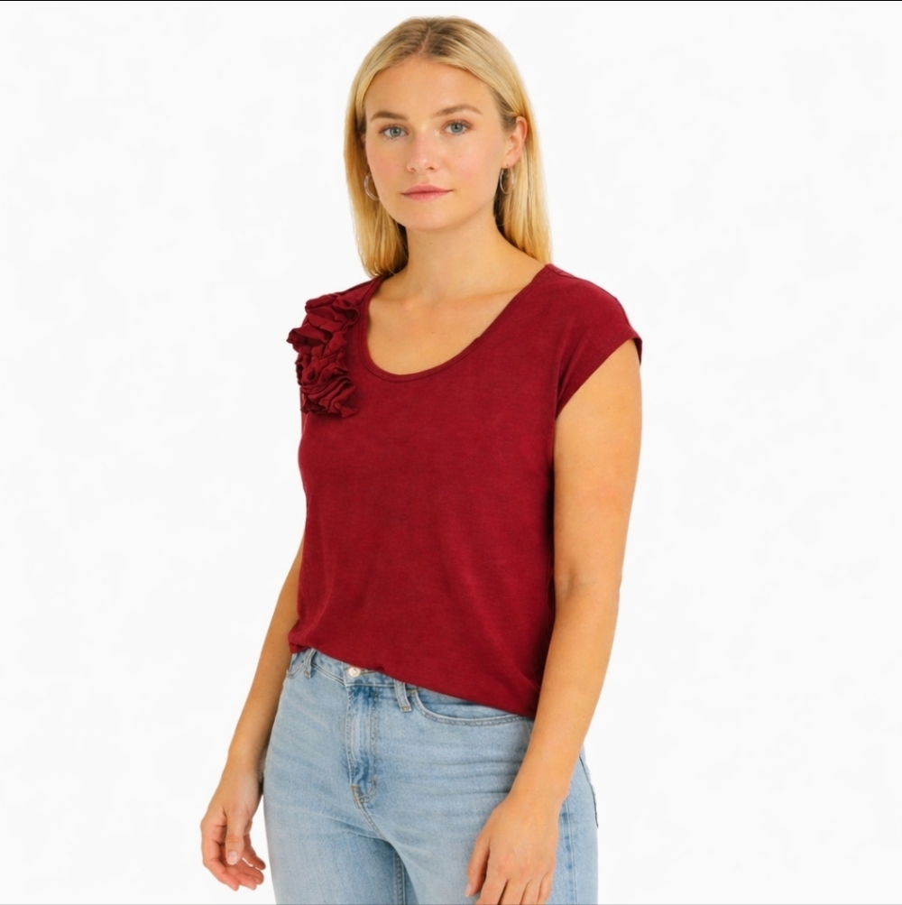 Sweet Pea Red Ruffled Hi-lo Top Sz M